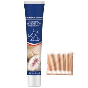 Gel Apaisant pour les Plaies pour Chats et Chiens,Pansement Liquide pour Plaies Chien,Gel de Cicatrisation pour Animaux de Compagnie,Gel Antiseptique pour Chien et Chat,20ml,dont 100 Cotons-Tiges (KENdouSHOP, neuf)