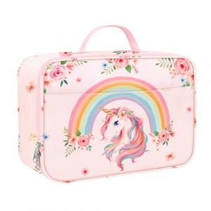 Clastyle Sac Isotherme Repas Enfant Arc-en-ciel Licorne, Sac Lunch Box pour Fille L'&eacute;cole Petit, Sac Dejeuner Rose Fleur Portable (Changtian_Im&Ex, neuf)