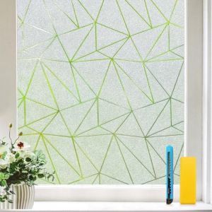Zindoo Film Fenetre Anti Regard Film Occultant Fen&ecirc;tre Motif Polygone D&eacute;poli Opaque 105 &times; 120cm Bon Intimit&eacute; Anti UV Non Adhesif pour Chambre Salon Salle de Bain Bureau (Luida-EU, neuf)