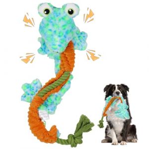 Jouet couineur pour chien - Grenouille incassable - Jouet interactif &agrave; m&acirc;cher en peluche - Jouet couineur - Corde en coton pour petits chiens de taille moyenne (Aee store, neuf)