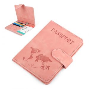 TDUNSYA Pochette Passeport, Couverture de Passeport en Cuir PU, Porte-Passeport Housse, Protege Passeport, pour Passeport, Carte, Cartes d'embarquement, Cartes de Visite (Rose) (camelorapi2, neuf)
