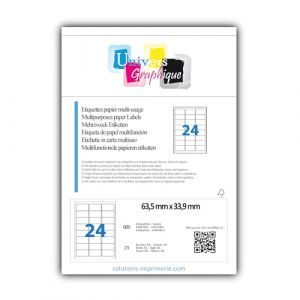 600 &eacute;tiquettes pour timbre 63,5 x 33,9 mm compatible montimbre en ligne &eacute;tiquette pour timbre SOIT 25 planches de 24 &eacute;tiquettes L7159 Fabricant: univers graphique &reg; - FACTURE AVEC TVA (solutions-imprimerie, neuf)