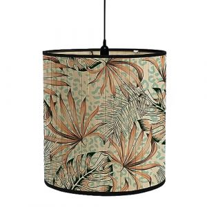FANSU Abat-Jour en Bambou Classique Tambour Abat-jour, imprimé feuille de palmier Remplacement Abat, Jour Fait à la Main,pour Lampe de Table/Chevet,Suspension,Lampadaire (imprimé léopard,30x30x30cm) (JINBO, neuf)