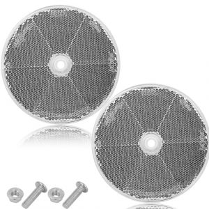ETUKER 2pi&egrave;ces Catadioptre Rond &agrave; Fixer Blanc,Reflecteur Remorque &Oslash;80mm Catadioptre &agrave; Visser,R&eacute;flecteurs de S&eacute;curit&eacute; R&eacute;flecteurRond (ETUKER, neuf)