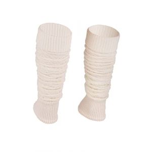 Ateena Jambières en Laine pour Dames, d'Hiver en Tricot Doux au Crochet à Motif à Chevron, Femmes Guêtres pour la Danse, Ballet, Poignets de Bottes Chunky, S/M size, Écru (bwtrading, neuf)