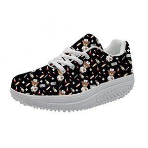 Showudesigns Femmes Minceur Chaussures infirmière Compensées Femme Plateforme Basket Mode Sneakers Plate Creepers Marche Fitness Gym Sport Chaussures EU 37 (showu designs, neuf)
