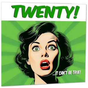 Carte d'anniversaire amusante pour femme &ndash; Style bande dessin&eacute;e &ndash; Cartes d'anniversaire pour fille, ni&egrave;ce, amie, 20 ans, vingt ans, sa petite-fille, femme (Purple Fox Gifts, neuf)