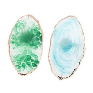 LOLIPPYY 2 pièces Palette Mélange pour Manucure Forme de Bague Compacte et Portable pour Vernis et Pigments Bleu et Vert (altituyse, neuf)