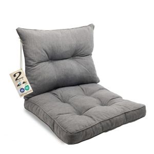 sunnypillow Lot de 2 Coussin de Jardin pour Chaise Fauteuil Rotin (Assise 60x60 cm + Dossier 60x40 cm) Galette de Chaise Anti UV - Ext&eacute;rieur Impermeable &ndash; Coussin de Sol id&eacute;al pour Balcon - Gris (Globix24, neuf)