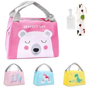 Grantop Sac Isotherme Repas Enfant Fille, Panier Repas Enfant, Mini Sac Isotherme Repas Enfant, Sac &agrave; Lunch Enfants, Sac Lunch Femme Multipurpose Avec Etiquettes Pour Bagages &Eacute;cole Bureau (Ours rose) (chaowu-EU, neuf)