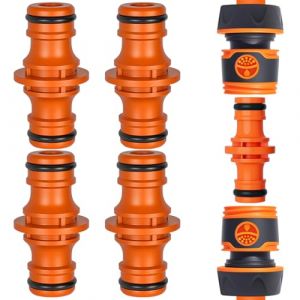 FWHFNB 4 Pièces Double Connecteur de Tuyaux Mâles,Raccords pour Tuyau d'arrosage 1/2",Double Mâle Connecteur Accoupleur,pour Rejoignez Le Tube de Tuyaux de Jardin (4, Orange) (FWHFNB, neuf)