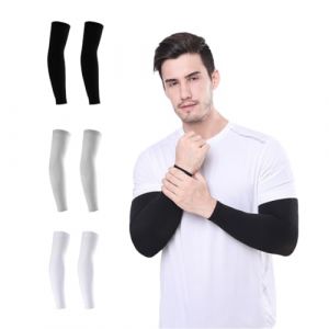 KEWUF 3 Paires Protection UV Manches Bras Refroidissement, Femmes Hommes été Soleil Bras Couverture, Mitaines Elastiques Stretch Bras pour Activités Plein Air Couvertures Refroidissement (VicFENG001, neuf)