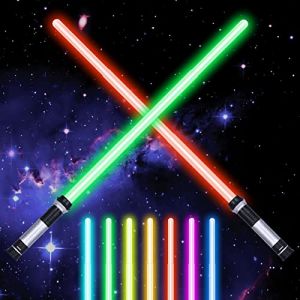 AYESY 7 Couleurs Sabre Laser, 2 en 1 Sabre Lumineux Ep&eacute;es Laser &agrave; LED avec Son Jouet de Sabres Lumineux R&eacute;tractable pour Cadeaux Cosplay Halloween Jeu de r&ocirc;le Guerrier Galactique, 2 pcs 41-80cm (FairySpring, neuf)