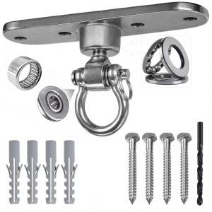 WWFFEN Crochet de balançoire en Acier Inoxydable avec palier pivotant à 180° + 360°, capacité de Charge 680 kg, Crochet de Plafond Fixation de hamac pour l'intérieur et l'extérieur (WWFFEN, neuf)