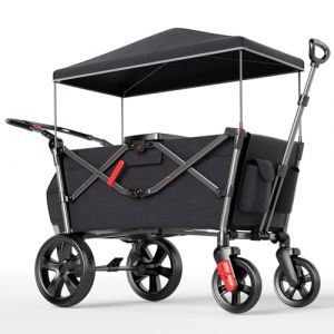 EVER ADVANCED Chariot Pliable pour Enfants avec Toit, Poussette 2x5 Points Ceinture de Sécurité, Sac à Dos, Pull & Push, Frein à Pied, Transport Capacité 50KG (Ever Advanced, neuf)