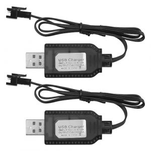 DollaTek 2 pi&egrave;ces 7.4V USB Chargeur C&acirc;ble Lipo Chargeur de Batterie avec Port SM-3P pour 1/10 RC Voiture Splatter Ball Gun FPV Drone Quadcopter (DollaTek, neuf)