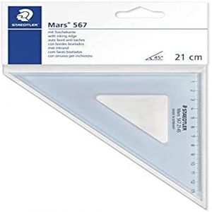 Staedtler 567 21-45 Mars, &Eacute;querre Scolaire de 21 Cm 45&deg;/45&deg; en Plastique Bleu Transparent, sous Pochette Plastique (ALPEXE France, neuf)