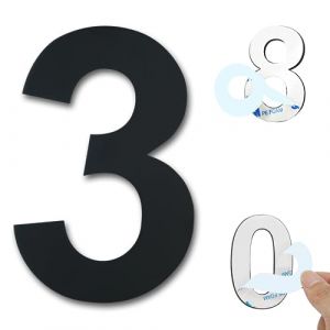 Ywonoby Numéro de maison extérieur moderne brossée，75mm Numéro de porte autocollant en acier inoxydable，Plaque de numéro de maison et Numéro de Boite aux Lettres ，Noir (3) (uuhouse, neuf)
