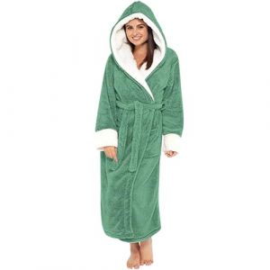 Peignoir De Bain Femme Unisexe Eponge Capuche Automne Hiver Peignoir avec Capuche Chaude Peignoir Moelleux Éponge Douce Coton Eponge Vêtements De Détente Robe De Chambre Une Pièce (Blingko, neuf)