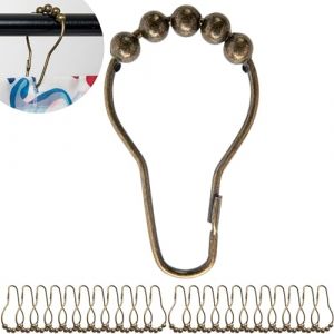 Anneaux pour Rideaux de Douche, 24 pi&egrave;ces, en Couleur Bronze, Taille 70 x 39 mm, Crochets de rideau pour Tiges de Rideau de Douche, Anneaux de Douche en M&eacute;tal Robuste, Crochets de Rideau de Douche Set (Your Day Mate, neuf)