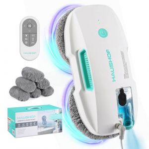 HAUSHOF Robot Nettoyeur de Vitres, Robot Laveur de Vitre Automatique, Nettoyeur de Vitres Électrique, Aspiration Puissante 3800Pa, Détection des Bords, Télécommandé, pour Surfaces Lisses (GreatStarTools, neuf)
