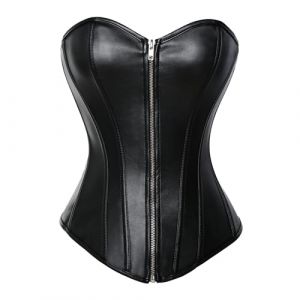 MISS MOLY Superbe Corset Mesdames Regarde en Cuir Noir par la Lingerie et G-String, Noir (Zip), L/FR42~44(Bust94~100 Wais75~81) (Summer Holiday Life, neuf)