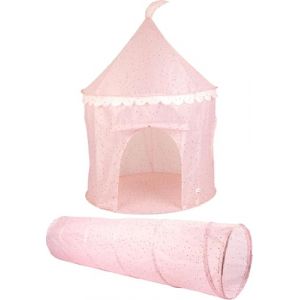 Relsy Kids Pop Up Play Tent and Tunnel - Indoor/Outdoor Childs Playhouse Misty Pink Terrazzo Style, Pink Kids Tent & Tunnel Bundle, Play Den Ball Pit Garden Toys for Toddler Unisex Children Age 3+ (RELSY, neuf)