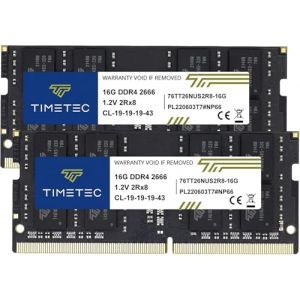 Timetec Elite DDR4 32 Go (2x16 Go) 2666 MHz (DDR4-2666) PC4-21300 CL19 Non-ECC Unbuffered 1,2 V 2Rx8 Double rang&eacute;e 260 Broches SODIMM pour Ordinateur Portable/PC (Timetec Europe, neuf)