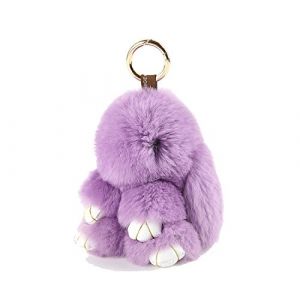 Doux Et Moelleux Lapin Porte - Clés Mignon En Peluche Lapin Porte - Cclés En Peluche Lapin Porte - Clés En Fausse Fourrure Porte - Clés Pompon Porte - Clés Décoration (Violet (13 cm)) (J&J Studio, neuf)