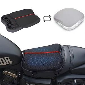 Coussin de Siège en Gel de Moto,Coussin de Selle Moto Triple Protection Est Imperméable, Résistant au Soleil Absorbant Les Chocs Antidérapant Respirant Convient Conduite sur Courte et Longue Distance (AriKro, neuf)