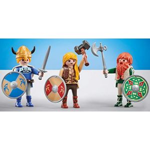 Playmobil - 9893 - History - 3 Vikings - sous Emballage Plastique, Pas de boîte en Carton Bleu (PRODISTRI24H, neuf)
