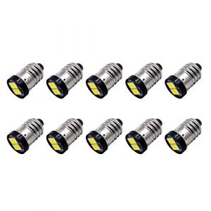 Ruiandsion Lot de 10 mini ampoules LED 6 V E10 blanches 5630 2SMD E10 à culot à vis pour lampe de poche (Ruiandsion, neuf)
