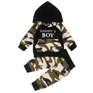 Verve Jelly Bébé garçon vêtements lettre imprimée à manches longues à capuche hauts survêtement pantalon de camouflage tenue ensemble,Camouflage,80,6-12 mois (kuersi eu, neuf)