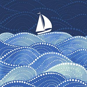 Lot de 20 serviettes de table Motif bateau à voile sur vagues Bleu 33 cm (Malagro Versandhandel - Expédition depuis l'Allema, neuf)