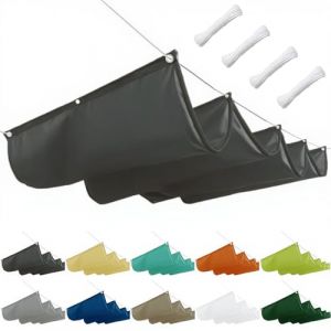 Voile d'ombrage rétractable 0,8 x 4 m, protection solaire de terrasse, rétractable, système de rails d'ombrage pergola, avec cordes de montage, pour auvent de terrasse et jardin d'hiver, anthracite (LIFENGQIHANG, neuf)
