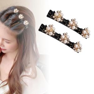 Pinces à cheveux tressées en pierre de cristal étincelante, pinces à cheveux en strass, pinces à cheveux brillantes et élégantes en pierre de cristal, accessoires pour cheveux (perle 2) (shop-Bs-service, neuf)