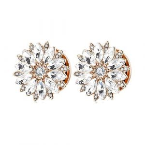 Ecarteur Oreilles Kit, Ecarteur Tunnel 10MM 00G Bijoux Acier Inoxydable Or Rose Gauges Kit Femmes Fleur avec Cubic Zirconia 2 Pi&egrave;ces (STFERY, neuf)
