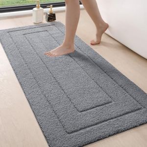 DEXI Tapis Salle de Bain Antid&eacute;rapant 60 x 150cm, Moelleux en Microfibre, Absorbant l'eau, Lavable en Machine, Extra Epais, pour Douche, Baignoire, Gris (DEXI-Direct, neuf)