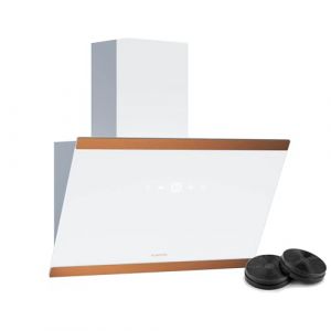 Klarstein FlashLine 60 Hotte Aspirante - 60 cm, Écran tactile, 524 m³/h, CEE A++, LED, Silencieuse 34,5 dB, Blanc & Cuivre, Évacuation & Recirculation (Klarstein France, neuf)