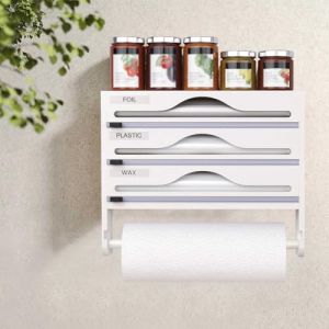 Derouleur Film Alimentaire, Distributeur Film Alimentaire avec Coupeur et Porte Sopalin Cuisine, Distributeur Papier Aluminium et Film, Support de Rangement pour Mural/Tiroir de Cuisine (TaiYuanLingHuiWangLuoKeJiFuWuYouXianGongSi, neuf)