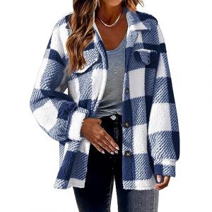 MOKBAY Veste Pilou Pilou Femme Personnalisable Boutons Pilou Pilou Blousons sans Capuche Veste Elegant Interieur Manteau Hiver Chic Sport Hiver Bleu Royal Blouson Polaire Femme Bleu Royal 3XL (MOKBAY, neuf)