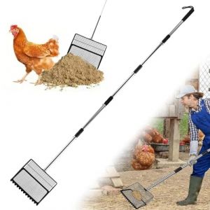 Pelle &Agrave; Crottes De Poulet,4 En 1 Tamis Pour Poulailler,Poulailler Pelle &Agrave; Crottes R&eacute;glable 85cm-175cm,S&eacute;paration Des F&egrave;ces Et Des D&eacute;bris Du Sable,Pelle &Agrave; Tamis Grande Pelle &Agrave; Sable,Alliage d'aluminium (Blissful  Store, neuf)