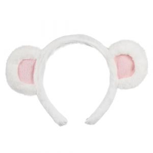Homoyoyo Serrage-t&ecirc;te Oreilles D'ours Bandeau De F&ecirc;te Blanc Rose Peluche Doux Accessoire Coiffure Pour Filles D&eacute;coration Cosplay Pr&eacute;sent Solide (HuanYH, neuf)