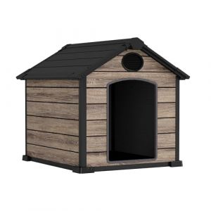 Hoggar - Niche d'ext&eacute;rieur Oak O10-102 x 115 x 105 cm - Sol inclus - 2 a&eacute;rations - Protection UV et imperm&eacute;able - Effet bois - Maison int&eacute;rieure en r&eacute;sine pour animaux de compagnie (Bricotrail, neuf)