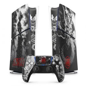 Sticker PS 5 Guerrier Dragon, Autocollant pour PS 5 Manga, Console et Manette, Edition Slim Digitale, Skin Guerrier PS 5 (1 Manettes) (Hellocom34, neuf)
