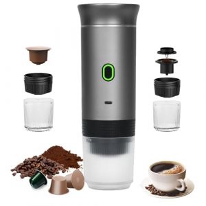 Umisu Machine à Café Portable, 3 en 1 Cafetières Expresso à Capsules et Café Moulu Machine à Expresso Électrique Chauffage Rapide pour Bureau Voyage Camping Maison (Gris) (Peanomoa, neuf)