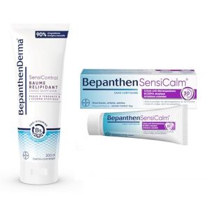 BepanthenSensicalm&reg; Cr&egrave;me anti-d&eacute;mangeaison - Dispositif m&eacute;dical - Ecz&eacute;ma atopique -50g + BepanthenDerma&reg; SensiControl Baume relipidant - Dermo-cosm&eacute;tique - Hydratation & Anti-grattage- 200ml (ParapharmaQuiet, neuf)