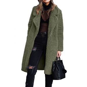 Osheoiso Manteau Femme Cardigan Manche Elegant Longue Veste Cardigan Bouton Blouson Devant Ouvert Poches Coton Outwear Automne Hiver A Armée Verte S (xiaoxingbaoer, neuf)