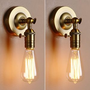 Pathson Ensemble de 2 M&eacute;tal R&eacute;glable Applique en M&eacute;tal Lampe R&eacute;tro Industrial Applique Murale R&eacute;tro Eclairage Edison E27 pour Caf&eacute;,Cuisine,Salle &agrave; Manger et Grenier (Antique) (Pathson (Europe), neuf)