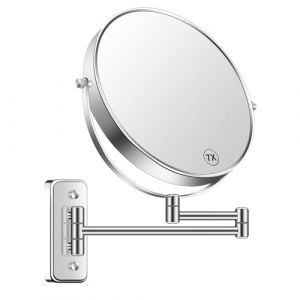 BTremary Miroir de Maquillage Mural de 22,9 cm, Grossissant 1X/7X pour Salle de Bain, Miroir de Courtoisie Pivotant à 360 °, Miroir Cosmétique de Rasage Extensible pour Hommes et Femmes, Chromé (BTremary-UK, neuf)